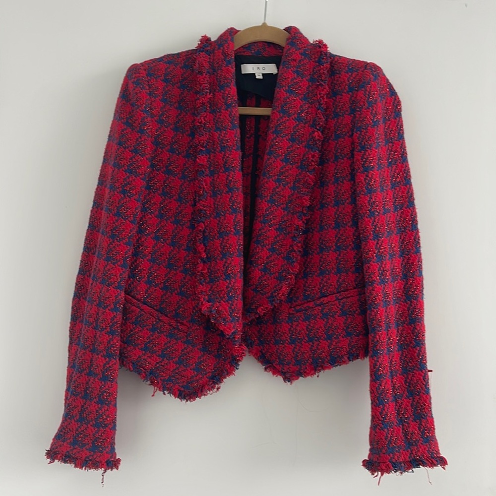IRO Quiwill Blazer, Size 36, Red/Blue.  Fabulous.  Originally Shopbop.